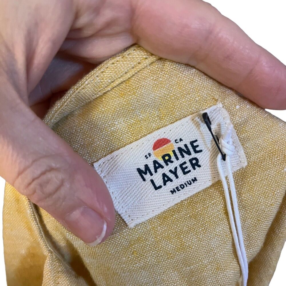 Marine Layer Crop Top Linen Blend Square Neck Side Buttons - Picture 5 of 6